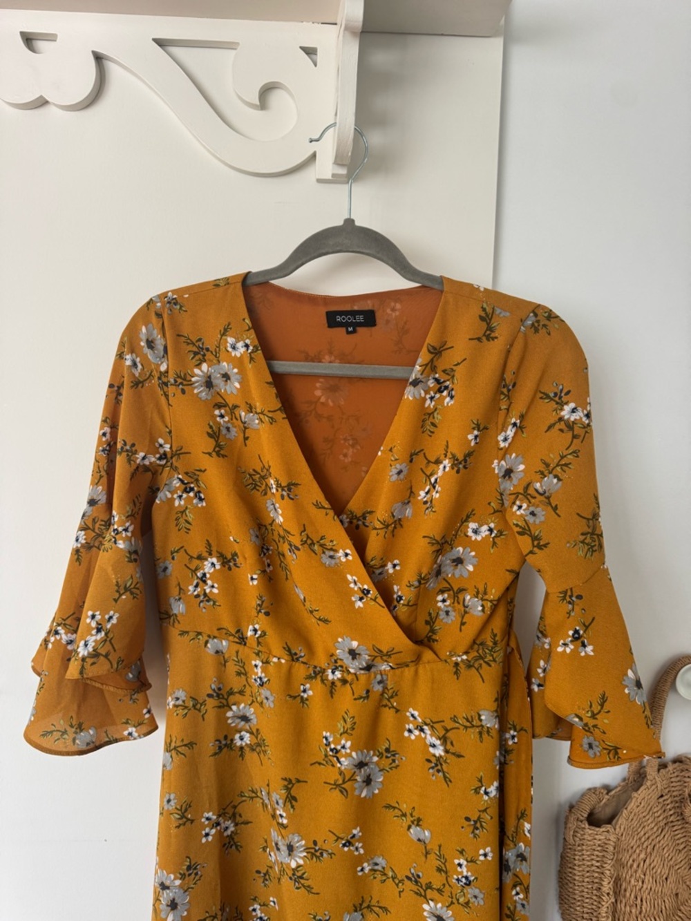 Mustard Yellow Floral Midi Dress - Picture 3 of 4
